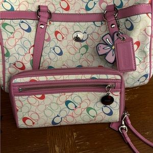 Coach purse and wallet. Multi colored. Used in good condition.Smoke free home.